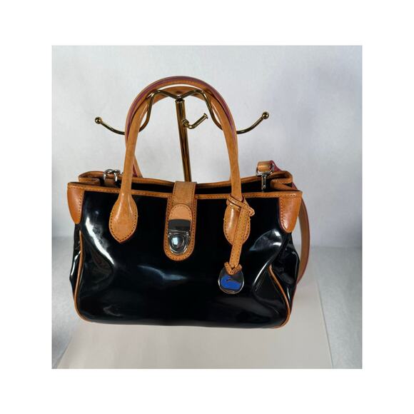 Dooney & Bourke Black Patent Leather Satchel – Double Handle Handbag - Picture 1 of 4